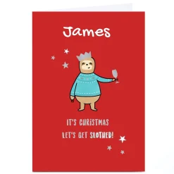Card Factory Personalised Christmas Card - Let's Get Slothed!