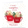 Card Factory Personalised Christmas Card - Festive Mugs