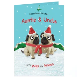 Card Factory Personalised Christmas Card - Pugs and Kisses Special Couple