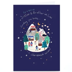 Best Personalised Christmas Card - Christmas Market Scene, Sister & Brother-in-Law Christmas