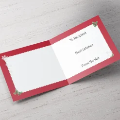 Outlet Personalised Christmas Card - Robin Wreath Sister and Brother-In-Law Premium Square|Christmas