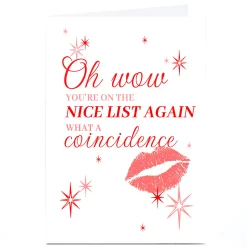 Card Factory Personalised Christmas Card - You're on The Nice List Again