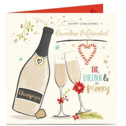 Best Personalised Christmas Card - Be Merry, Nan and Grandad Christmas