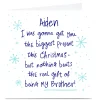 Card Factory Personalised Christmas Card - Brother The Real Gift