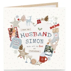 Sale Personalised Christmas Card - Festive Heart Husband Premium Square|Christmas
