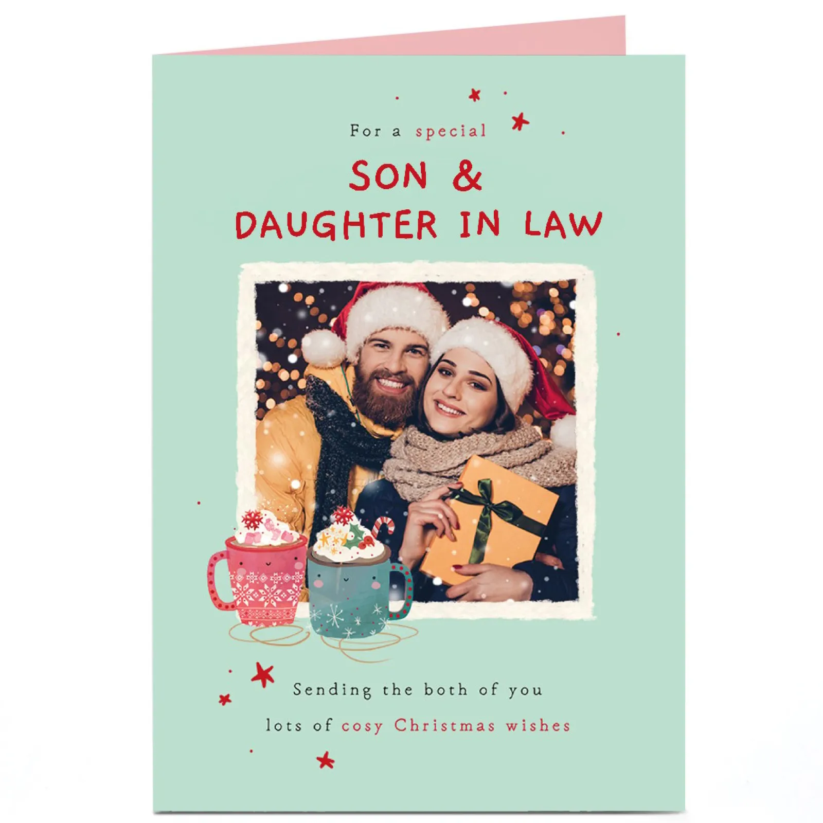 Card Factory Personalised Christmas Photo Card - Lots of cosy Christmas Wishes