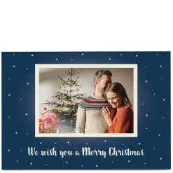 Card Factory Personalised Christmas Photo Card - Blue With White Stars