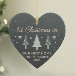 Hot Personalised Christmas Tree Slate Heart Decoration Personalised Canvas & Wall Art|Photo Prints & Wall Art