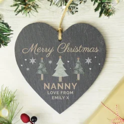 Hot Personalised Christmas Tree Slate Heart Decoration Personalised Canvas & Wall Art|Photo Prints & Wall Art