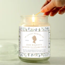 Sale Personalised Commemorative Queen Elizabeth II Large Candle Jar Scented Candles|Memorial Gifts