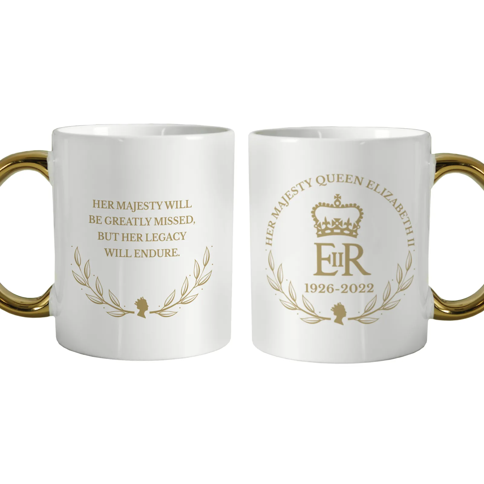 Card Factory Personalised Commemorative Queen Elizabeth II Gold Handle Mug
