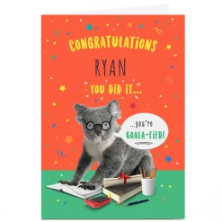 Card Factory Personalised Congratulations Exam card - You're Koala -fied!
