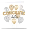 Outlet Personalised Congratulations Card - Gold & Silver Balloons Premium Square|New Job