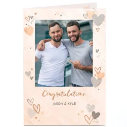 New Personalised Congratulations Card - Watercolour Hearts Wedding|Engagement