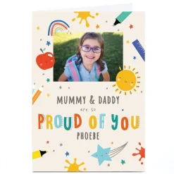 New Personalised Congratulations School Card - Proud of You Good Luck|Photo