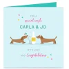 Clearance Personalised Congratulations Card - Sausage Dog Couple Premium Square|Wedding