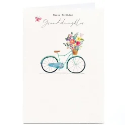 Card Factory Personalised Cory Reid Birthday Card - Floral Bike, Granddaughter
