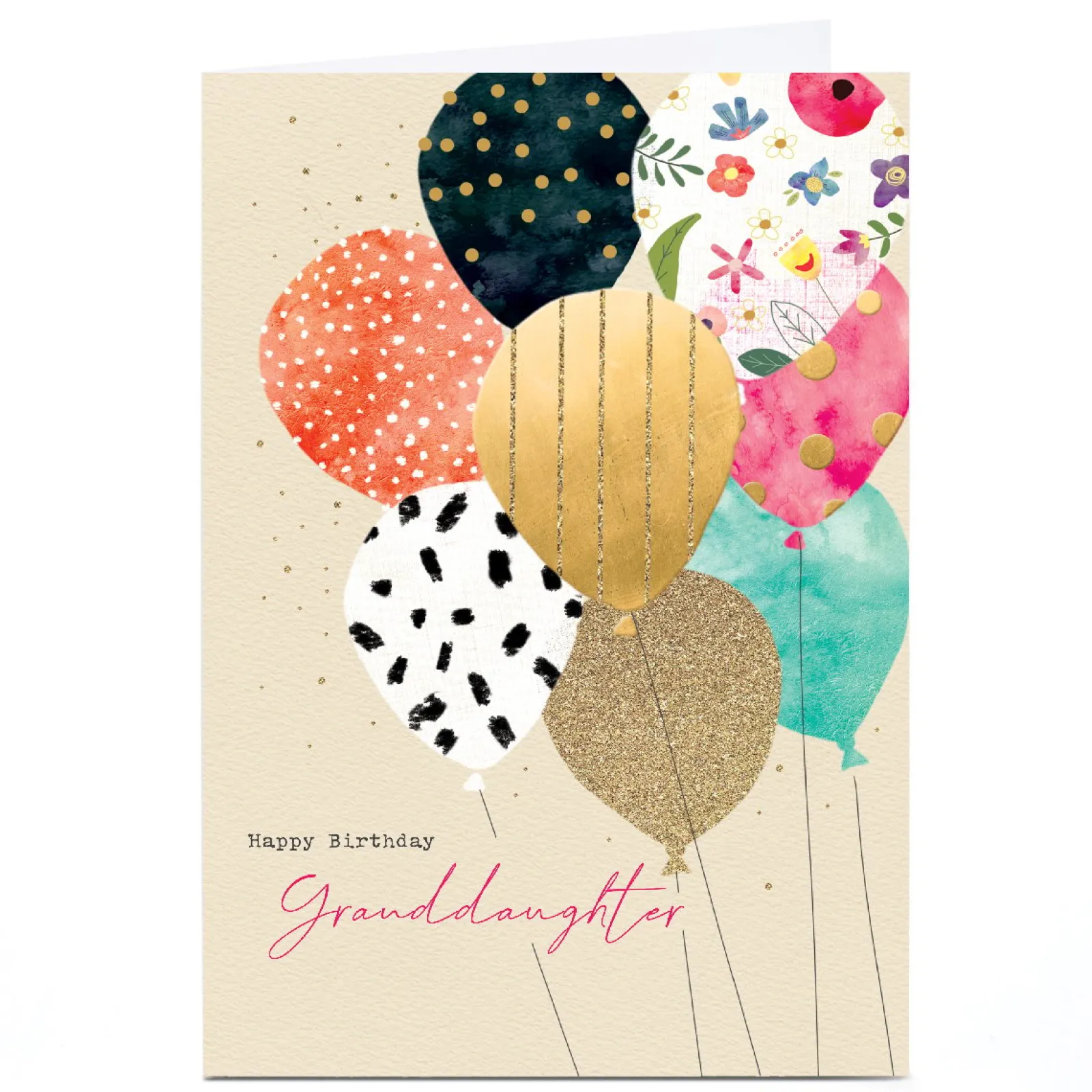 Card Factory Personalised Cory Reid Birthday Card - Colourful Balloons, Granddaughter