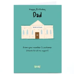 Card Factory Personalised Cory Reid Birthday Card - Bank of Dad