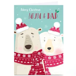 Sale Personalised Cory Reid Christmas Card - Mum & Dad Polar Bears Christmas