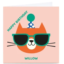 Sale Personalised Cut Outs Birthday Card - Birthday Cat Kids For Sister|For Niece