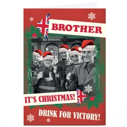 Personalised Dad's Army Christmas Card - Drink For Victory! Red Tv & Film|Christmas