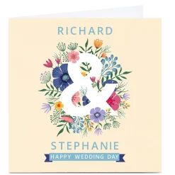 Card Factory Personalised Dalia Clark Wedding Card - Floral Ampersand