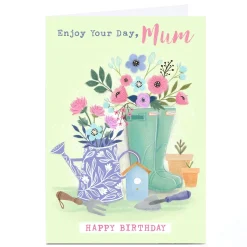 Card Factory Personalised Dalia Clark Birthday Card - Enjoy Your Day, Gardening Mum