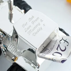 Sale Personalised Digger Silver-Plated Money Box Kids Christening Gifts|New Baby Gifts