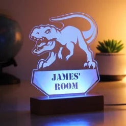 Kids Card Factory Personalised Dinosaur Wooden Based LED Light