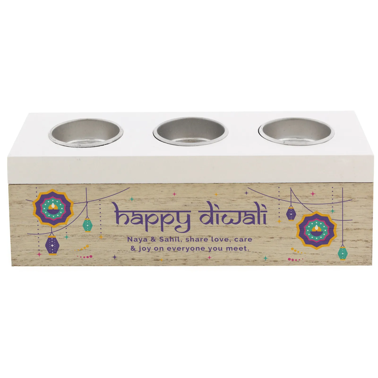 Card Factory Personalised Diwali Triple Tealight Box