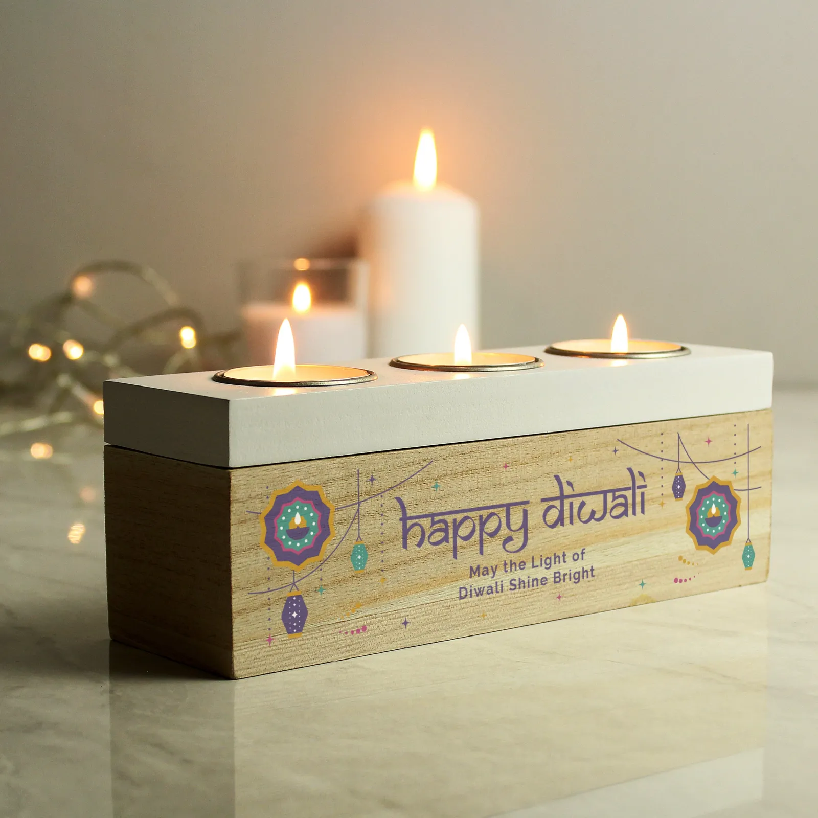 Card Factory Personalised Diwali Triple Tealight Box