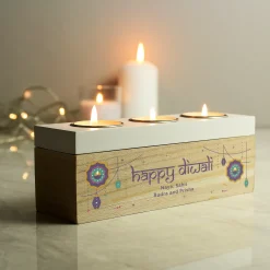Card Factory Personalised Diwali Triple Tealight Box