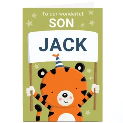 Kids Card Factory Personalised Dumpling Green Birthday Card - Tiger