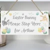 Kids Card Factory Personalised Easter Bunny Stop Here Wooden Sign