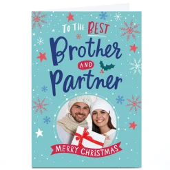 Card Factory Personalised Ebony Newton Christmas Card - Best Brother & Partner