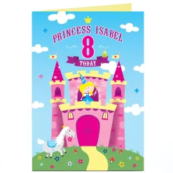 Sale Personalised Editable Age Birthday Card - Princess Castle Kids For Sister|For Granddaughter