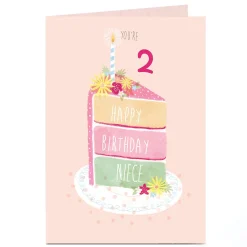 Hot Personalised Editable Age Birthday Card - Piece Of Cake Niece Kids For Niece|For Granddaughter