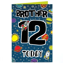Kids Card Factory Personalised Editable Age Birthday Card - Rocket Ships [Brother]