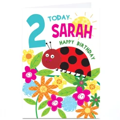 Sale Personalised Editable Age Birthday Card - Ladybird Kids For Sister|For Granddaughter