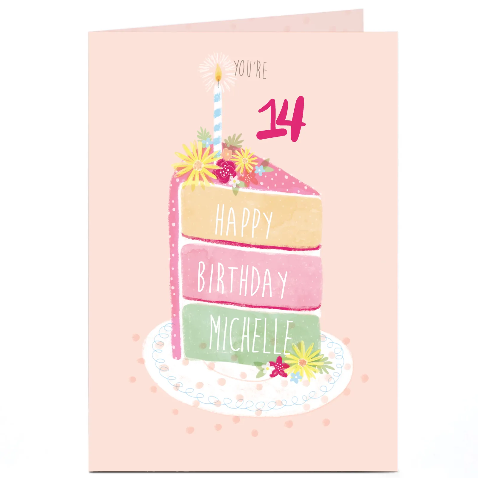 Kids Card Factory Personalised Editable Age Birthday Card - Piece Of Cake