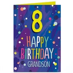 Kids Card Factory Personalised Editable Age Birthday Card - Colourful Spots, Any recipient