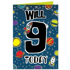 Hot Personalised Editable Age Birthday Card - Space & Rockets Kids For Nephew|For Grandson