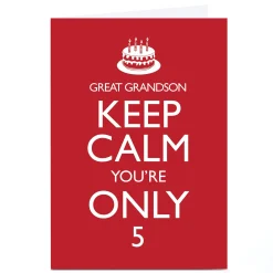 Kids Card Factory Personalised Editable Age Birthday Card - Keep Calm Great Grandson