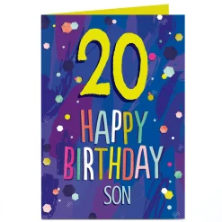 Card Factory Personalised Editable Age Birthday Card - Coloured Spots, Any recipient