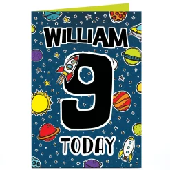 Outlet Personalised Editable Age Birthday Card - Space Rockets Kids For Son|For Nephew