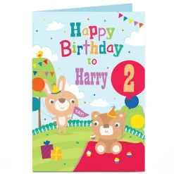 New Personalised Editable Age Birthday Card - Teddy Bears Picnic Kids For Son|For Grandson