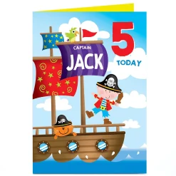 Kids Card Factory Personalised Editable Age Birthday Card - Pirate Captain