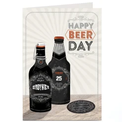 Card Factory Personalised Editable Age Birthday Card - Happy Beer Day, Brother