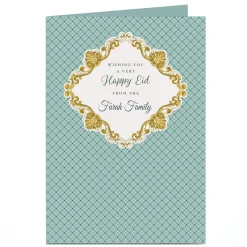 Sale Personalised Eid Card - Blue And Gold Eid